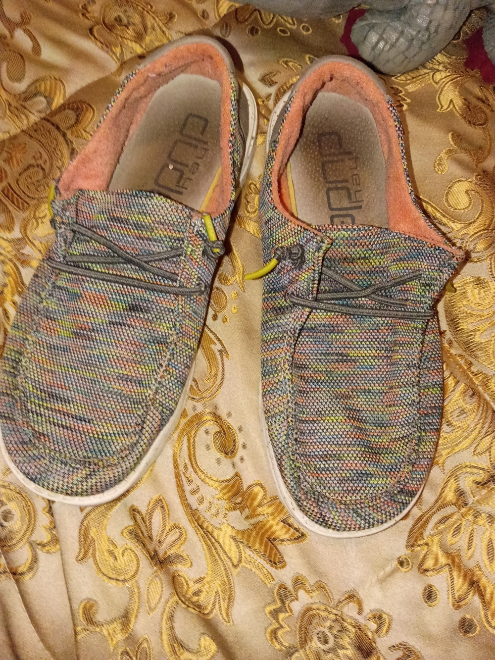 Hey Dude Multicolor Woven Slip-On Sneakers with Orange Lining
